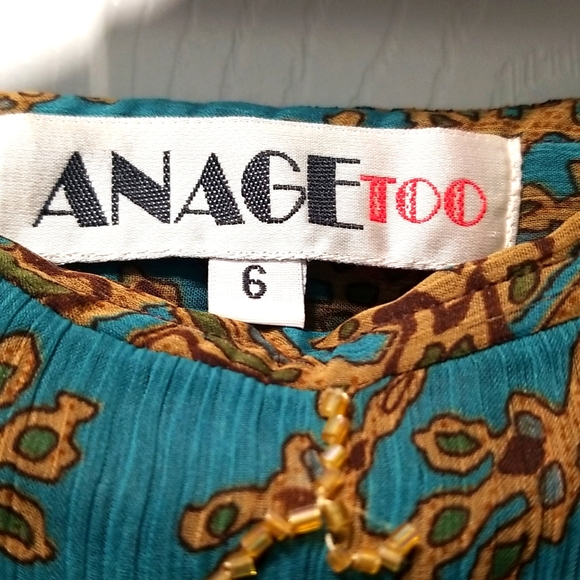 Anage Too Women's Teal Paisley Print  Ruffles Skirt Size 6 - Picture 7 of 8